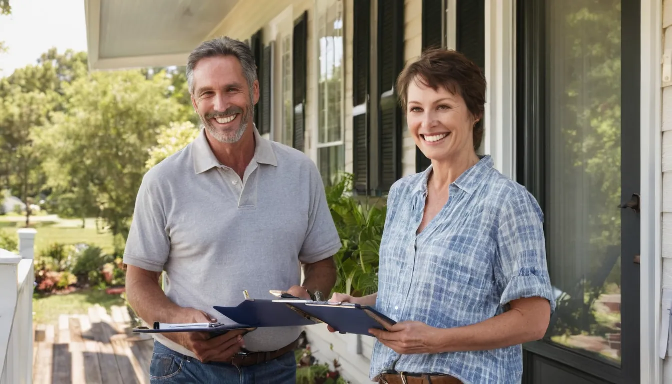 A homeowner reviewing a septic service checklist with a provider in the New Haven area